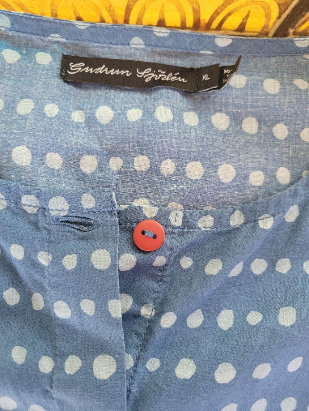 Gudrun Sjoden XL Blue Polka Dot Women's Shirt - Casual Button-Front Tunic - Picture 2 of 5